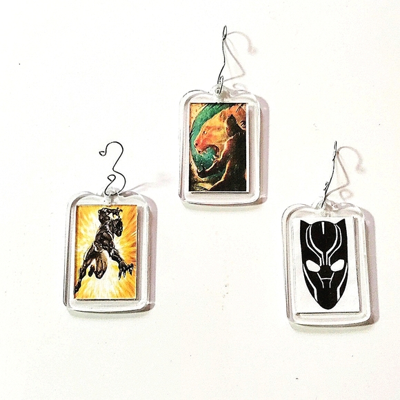 *HAPPY HOLIDAYS* (3x) Black Panther Ornaments! Double Sided. Handmade. Unisex - Picture 5 of 6